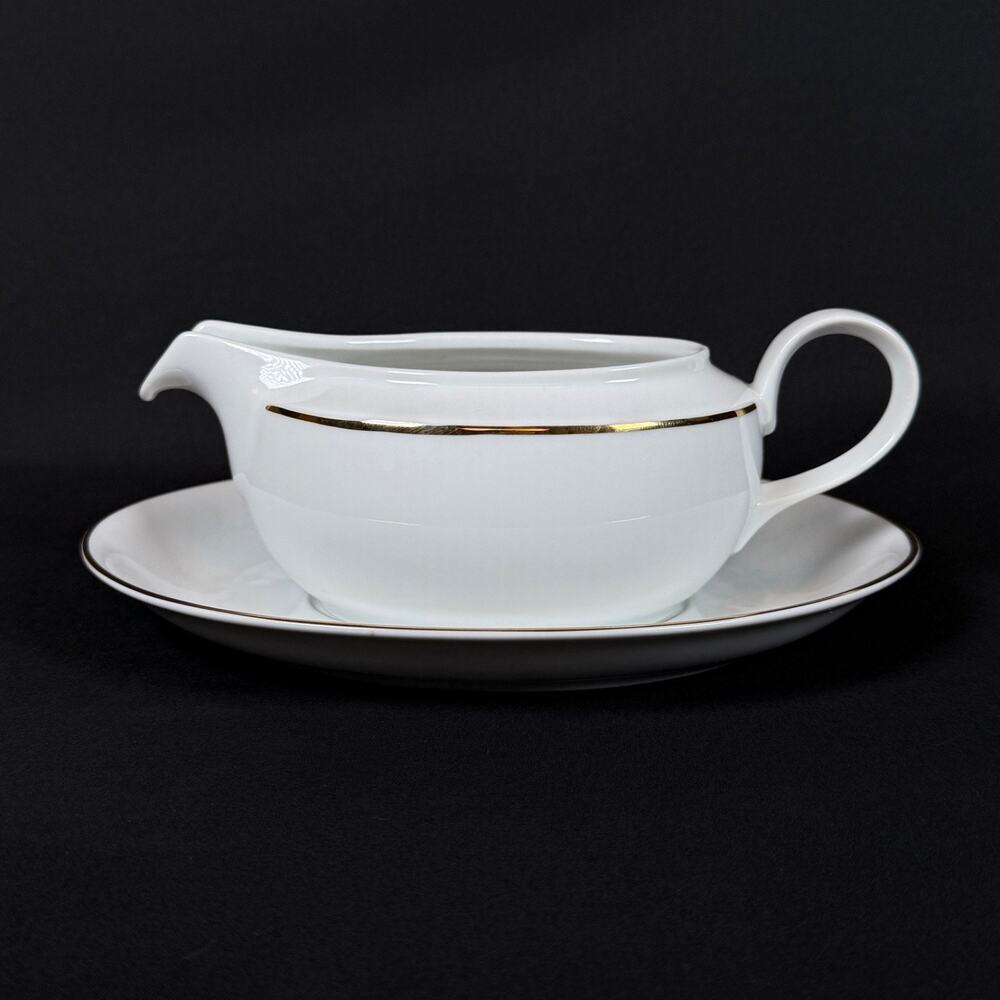 Christopher Stuart Ambassador Gold Gravy Boat Fine China Saucer & Plate